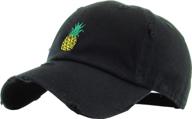 🍍 stay cool and stylish with the kbsv-024 blk pineapple vintage distressed dad hat baseball cap polo style adjustable logo