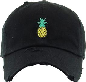 img 3 attached to 🍍 Stay Cool and Stylish with the KBSV-024 BLK Pineapple Vintage Distressed Dad Hat Baseball Cap Polo Style Adjustable