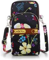 black floral sports armband: outdoor running arm bag with cell phone purse, wrist bags cross-body shoulder bag for men and women logo