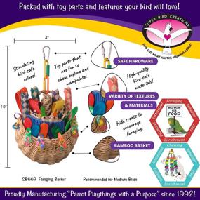 img 3 attached to Super Bird Creations SB669 Wicker Foraging Basket Bird Toy: Engaging Parrots with Chewable Toys | Medium Size 10” x 4” x 5” | Pack of 1