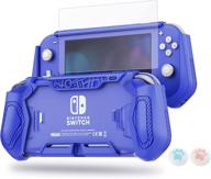 🔵 enhance your nintendo switch lite experience with leyusmart protector case: hd screen protector & thumb grip caps included in blue color edition logo