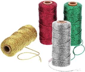 img 2 attached to Pangda 330-Yard Metallic Baker Twine Christmas Gift Wrapping Twine Set, DIY Crafts & Presents, 3 Colors - Gold, Silver, Red, Green, 4 Rolls