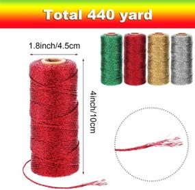 img 3 attached to Pangda 330-Yard Metallic Baker Twine Christmas Gift Wrapping Twine Set, DIY Crafts & Presents, 3 Colors - Gold, Silver, Red, Green, 4 Rolls