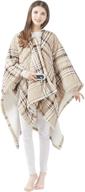 ultra soft sherpa berber fleece electric poncho wrap blanket heated throw with auto shutoff, 50 in x 64 in, tan plaid by beautyrest logo