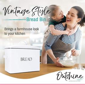 img 3 attached to 🍞 Farmhouse Vintage Metal Bread Box White - Outshine Extra Large Countertop Space-Saving Bread Bin with High Storage Capacity for 2+ Loaves, Ideal Kitchen Countertop Bread Storage Solution