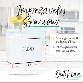 img 2 attached to 🍞 Farmhouse Vintage Metal Bread Box White - Outshine Extra Large Countertop Space-Saving Bread Bin with High Storage Capacity for 2+ Loaves, Ideal Kitchen Countertop Bread Storage Solution