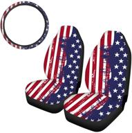 toaddmos american flag print car seat covers 2 pieces for front seat with auto car steerign wheel cover universal fit for car suv logo