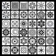 36 pack mandala stencils (3.6x3.6 inch) - perfect for diy painting art projects on wood, wall, floor, fabric, furniture, tile - reusable mandala dotting painting template stencil set - ideal christmas gift logo