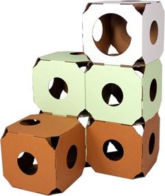 img 1 attached to 🐱 Stackable Modern Cat Condo & Modular Cat Tree - House & Tunnel Cubes for Cats - Made in USA