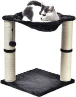 cat condo tree tower with hammock bed, scratching post - amazon basics logo