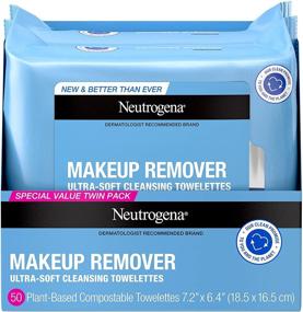 img 4 attached to 🧖 Neutrogena Makeup Remover Cleansing Face Wipes: Alcohol-Free, 2 Pack Value Twin Pack, 25 Count. Removes Waterproof Makeup and Mascara, Daily Cleansing Facial Towelettes.
