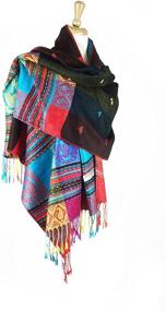 img 3 attached to 🌈 Vibrant Rainbow Tropical Pashmina: Colorful Women's Scarves & Wraps by Paskmlna