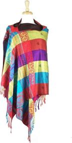 img 1 attached to 🌈 Vibrant Rainbow Tropical Pashmina: Colorful Women's Scarves & Wraps by Paskmlna