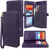 🌺 stylish and functional harryshell detachable magnetic wallet case for samsung galaxy s21 5g 6.2 inch - flower purple logo