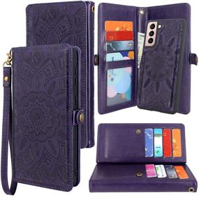 img 4 attached to 🌺 Stylish and Functional Harryshell Detachable Magnetic Wallet Case for Samsung Galaxy S21 5G 6.2 Inch - Flower Purple