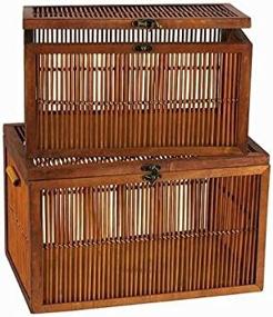 img 4 attached to 🏺 Organize and Elevate your Home with Household Essentials Bamboo Storage Chests - Large Sized Set of 2 with Hinged Lids