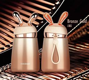 img 3 attached to 🔒 Durable Leakproof Double Stainless Steel Vacuum Girl Thermos Coffee Cup: BPA Free Travel Office School - Stunning Gold Finish