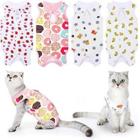 img 4 attached to 🐱 Comfortable Cat Recovery Suits: 4-Piece Cotton Body Wraps for Cats & Small Dogs - Ideal for Abdominal Recovery, Weaning & Breathable Support (4 Styles, M size)