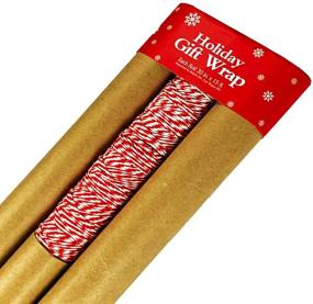 img 1 attached to 📦️ Premium Plain Kraft Postal Wrap: 3 Rolls of Brown Kraft Paper with Red Bakers Twine