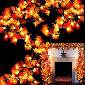 img 4 attached to 🍁 Thanksgiving Decorations - Waterproof 6-Pack Maple Leaves Garland String Light: 10Ft/20 LED Battery Operated Fall Garland Lights for Indoor/Outdoor Autumn Decor