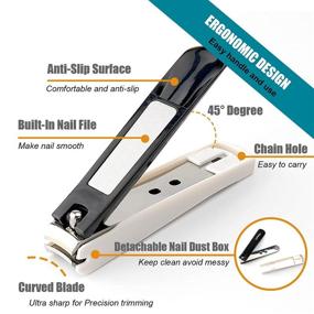img 1 attached to No Splash Nail Clippers Set - Perfect Stocking Stuffers for Christmas. Ideal Gifts for Women, Men, Kids, and Seniors. Includes Nail Cutter with Catcher, Fingernail and Toenail Trimmer With Nail File. Constructed with Stainless Steel - Set of 2PCS