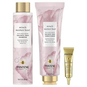 img 4 attached to 🌹 Pantene Sulfate Free Shampoo & Conditioner with Rose Water and Miracle Moisture Boost Hair Mask Shot Treatment