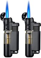 firestyle torch lighters – metal butane lighters with key ring, visible window, and windproof refillable design – adjustable jet flame – 2 pack (gas not included) in black logo