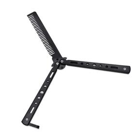 img 1 attached to 🦋 Pack of 2 Sport Outdoor Use Black Novelty Stainless Steel Butterfly Comb Hair Styling Tools by Harlorki