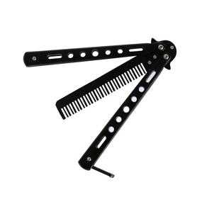 img 2 attached to 🦋 Pack of 2 Sport Outdoor Use Black Novelty Stainless Steel Butterfly Comb Hair Styling Tools by Harlorki