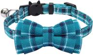 🐱 cute plaid print breakaway cat collar with bell & bow tie - adjustable kitty safety collar, pack of 1, neck size 7"-11 logo