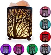 🌿 homy natural himalayan salt lamp in forest design with metal basket, salt rocks, and 3watts led bulb in 54inches usb cable | multi color gradual changing mode & warm light keeping mode | great decor & best gift logo