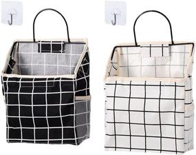 img 4 attached to 🛏️ NUATE 2Pcs Bedside Wall Hanging Storage Bag: Space-Saving Home Kitchen Closet Organizer Basket for Kitchen, Bedroom, Bathroom