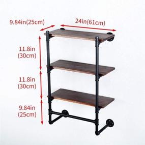 img 3 attached to 👕 Stylish and Durable 3 Tier Industrial Pipe Clothing Rack with Wood Shelf - Wall Mounted Floating Shelves for Retail Display and Clothes Organization (24in)