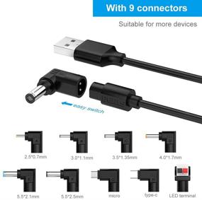 img 2 attached to 🔌 IBERLS Universal 5V DC Power Cable with 9 Connector Tips - USB to 5.5x2.1mm Plug Charging Cord (Includes 5.5x2.5mm, 4.0x1.7mm, 3.5x1.35mm, 2.5x0.7mm, 3.0x1.1mm, Micro, Type-C, LED Terminal)