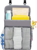 👶 hanging baby diaper caddy organizer - crib, changing table, wall or nursery - infant newborn baby playard diaper organizer storage - baby essentials storage (grey) логотип