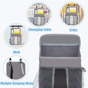 img 3 attached to 👶 Hanging Baby Diaper Caddy Organizer - Crib, Changing Table, Wall or Nursery - Infant Newborn Baby Playard Diaper Organizer Storage - Baby Essentials Storage (Grey)