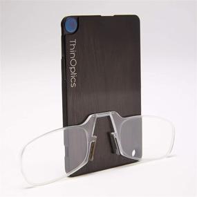 img 2 attached to 👓 Clear Framed ThinOptics Flashcard Readers with Rectangular Lenses - 44mm + 2.5", in a Sleek Black Case