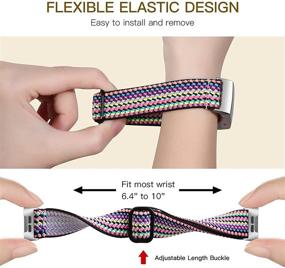 img 2 attached to 🌈 GEAK Stretchy Band for Fitbit Charge 4/Fitbit Charge 3 - Adjustable Elastic Breathable Nylon Replacement Strap for Women and Men - Colorful Rope/Brown Leopard Design