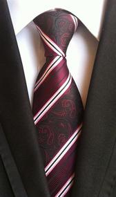 img 1 attached to 🎄 Burgundy Jacquard Christmas Necktie - WeiShang