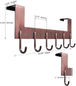 img 1 attached to 🎯 VXAR Over The Door Hook Hanger - Heavy Duty Stainless Steel Coat Rack for Hanging Towel Clothes Robes Bag Purse - Bathroom Bedroom 6 Hooks in Red Antique Copper Finish