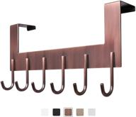 🎯 vxar over the door hook hanger - heavy duty stainless steel coat rack for hanging towel clothes robes bag purse - bathroom bedroom 6 hooks in red antique copper finish logo