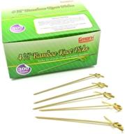 🎉 bamboo cocktail picks 4.5" 300 ct - perfect for cocktail party, bbq, club sandwiches - gmark bamboo knot skewers with twisted ends (pack in box gm1114) logo