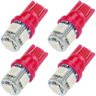 sawe - t10 wedge 5-smd 5050 led light bulbs w5w 2825 158 192 168 194 (4 pieces) (red) logo