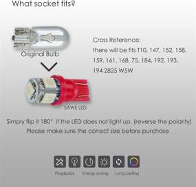 img 2 attached to SAWE - T10 Wedge 5-SMD 5050 LED Light Bulbs W5W 2825 158 192 168 194 (4 Pieces) (Red)