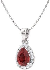 img 3 attached to 💎 Diamondere Certified Pear Gemstone and Diamond Halo Drop Necklace in Sterling Silver, Natural 0.33 Carat Pendant with Chain