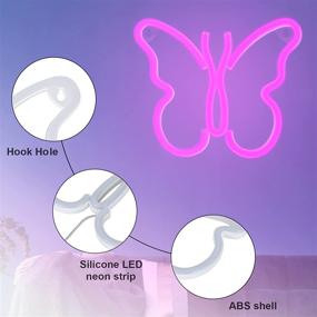 img 3 attached to Neon Signs, Butterfly Neon Lights Pink Aesthetic LED Sign for Bedroom Decor, Teen Girls Room Decorative Night Light for Wall Decoration, Men Cave Decor