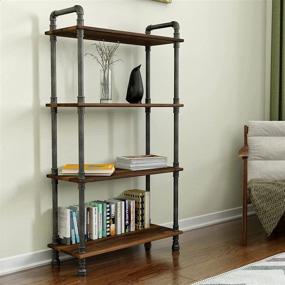 img 4 attached to 📚 Barnyard Designs 4-Tier Etagere Bookcase - Solid Pine Open Wood Shelves - Rustic Modern Industrial Metal and Wood Style Bookshelf - Brown - 55" x 29.5" x 11.75