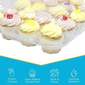 img 2 attached to 🧁 Houseables 24-Cupcake Carrier, Clear Plastic Containers, 5-Pack, PET Material, with Detachable Lid, Ultra-Sturdy Boxes, Reusable Holders, for Full-Sized Cupcakes, Muffins, and Tall Dome