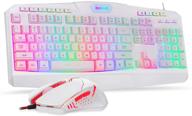 🎮 redragon s101 wired gaming keyboard and mouse combo: rgb backlit keyboard with multimedia keys, wrist rest, and 3200 dpi red backlit mouse for windows pc gamers - white logo