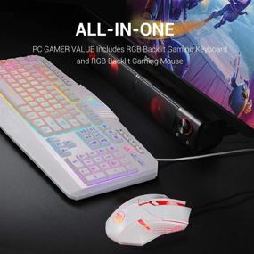 img 3 attached to 🎮 Redragon S101 Wired Gaming Keyboard and Mouse Combo: RGB Backlit Keyboard with Multimedia Keys, Wrist Rest, and 3200 DPI Red Backlit Mouse for Windows PC Gamers - White